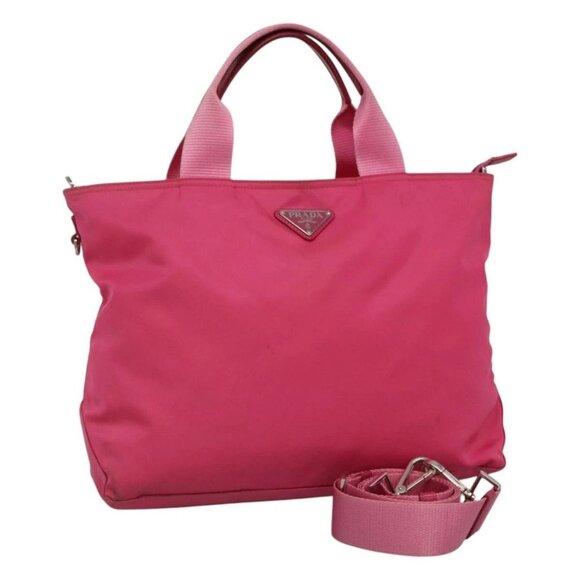 PRADA Hand Bag Nylon 2way Pink Silver Auth - Picture 1 of 16